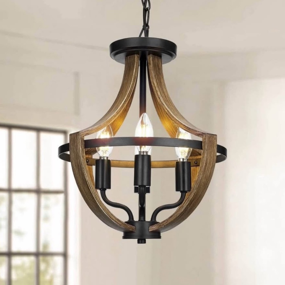 NEW! 13.1" Modern Farmhouse 4 light Pendant or Flush Rustic Vintage Chandelier - Picture 2 of 6